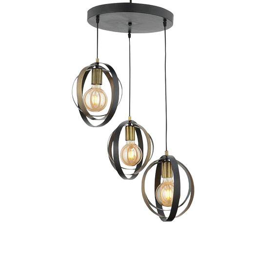 Φωτιστικό Κρεμαστό AVAN Τρίφωτο Μαύρο Μέταλλο 35x70cm - Hippiehome.gr