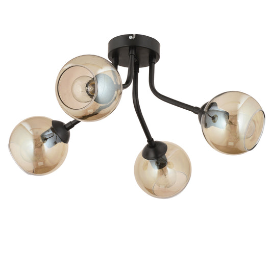 Φωτιστικό Κρεμαστό DAV Πολύφωτο Μαύρο Μέταλλο/Γυαλί 66x32cm - Hippiehome.gr