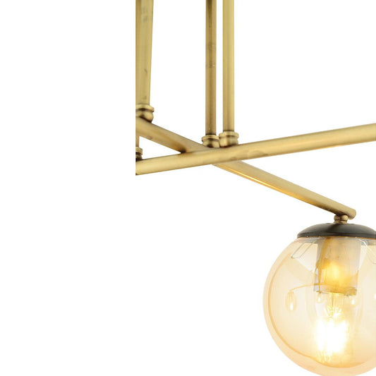 Φωτιστικό Κρεμαστό MAL Πολύφωτο Αντικέ/Μελί Μέταλλο/Γυαλί 65x36cm - Hippiehome.gr