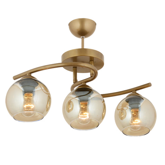 Φωτιστικό Κρεμαστό ELI Τρίφωτο Αντικέ/Μελί Μέταλλο/Γυαλί 55x50cm - Hippiehome.gr