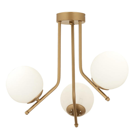 Φωτιστικό Κρεμαστό NID Τρίφωτο Αντικέ/Λευκό Μέταλλο/Γυαλί 58x55cm - Hippiehome.gr