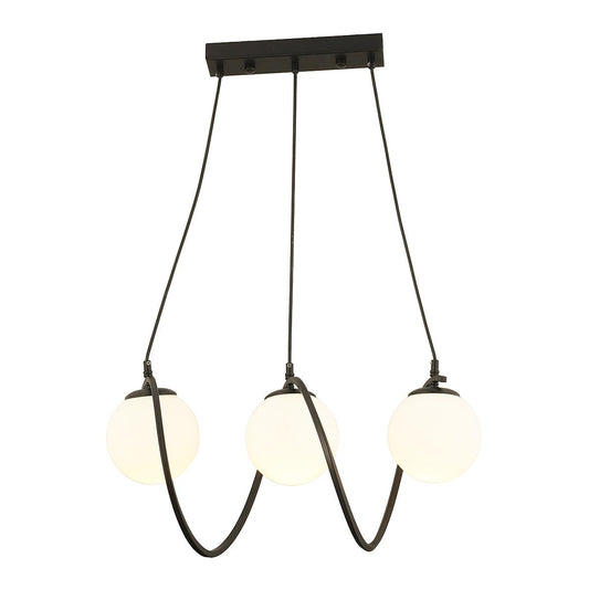 Φωτιστικό Κρεμαστό JAR Τρίφωτο Μαύρο/Λευκό Μέταλλο/Γυαλί 60x85cm - Hippiehome.gr