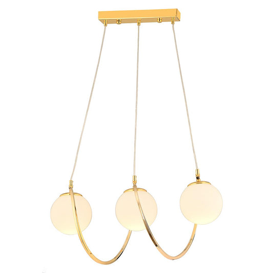 Φωτιστικό Κρεμαστό JAR Τρίφωτο Χρυσό/Λευκό Μέταλλο/Γυαλί 60x85cm - Hippiehome.gr