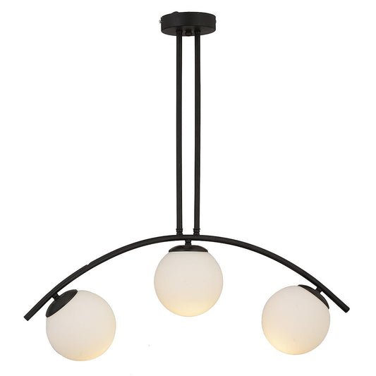 Φωτιστικό Κρεμαστό FRAL Τρίφωτο Μαύρο/Λευκό Μέταλλο/Γυαλί 60x60cm - Hippiehome.gr