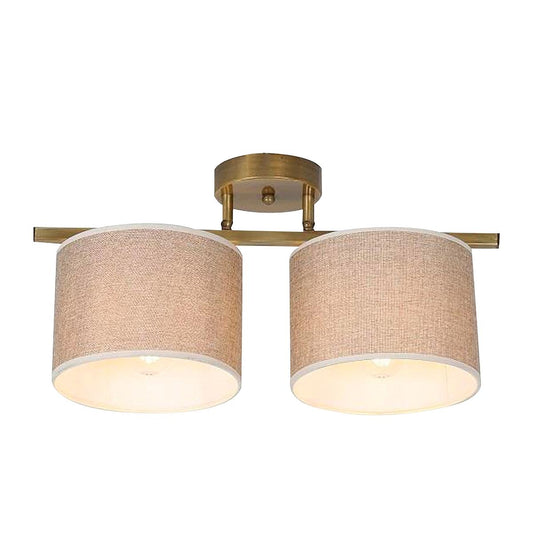 Φωτιστικό Κρεμαστό SEL Δίφωτο Αντικέ Μέταλλο/Ύφασμα 50x30cm - Hippiehome.gr