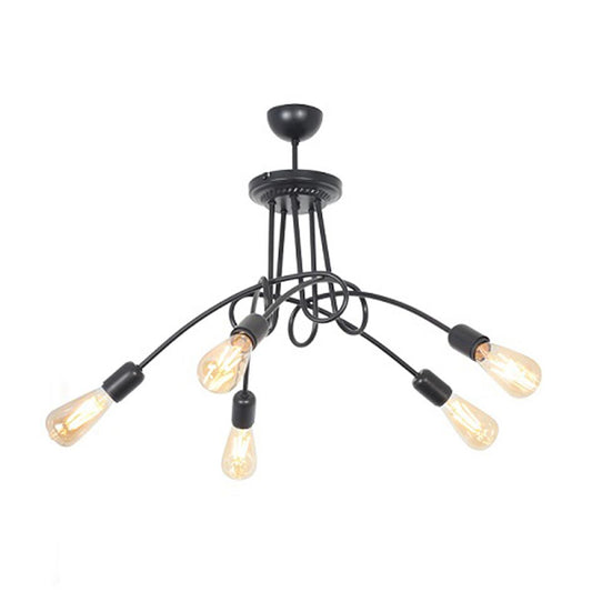 Φωτιστικό Κρεμαστό BRUN Πολύφωτο Μαύρο Μέταλλο 35x90cm - Hippiehome.gr