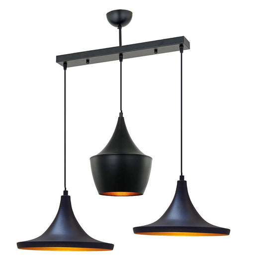 Φωτιστικό Κρεμαστό MERY Τρίφωτο Μαύρο Μέταλλο Φ35x75cm - Hippiehome.gr