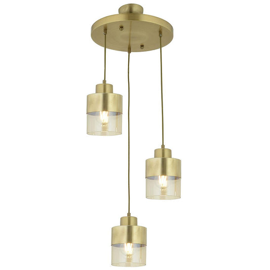 Φωτιστικό Κρεμαστό BOR Τρίφωτο Αντικέ Μέταλλο/Γυαλί Φ35x75cm - Hippiehome.gr