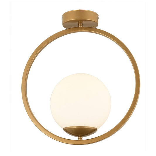 Φωτιστικό Κρεμαστό LIF Αντικέ/Λευκό Μέταλλο/Γυαλί 36x40cm - Hippiehome.gr