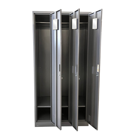 Ντουλάπα Τρίφυλλη EARWEN Σκούρο Γκρι Μέταλλο 90x45x185cm - Hippiehome.gr