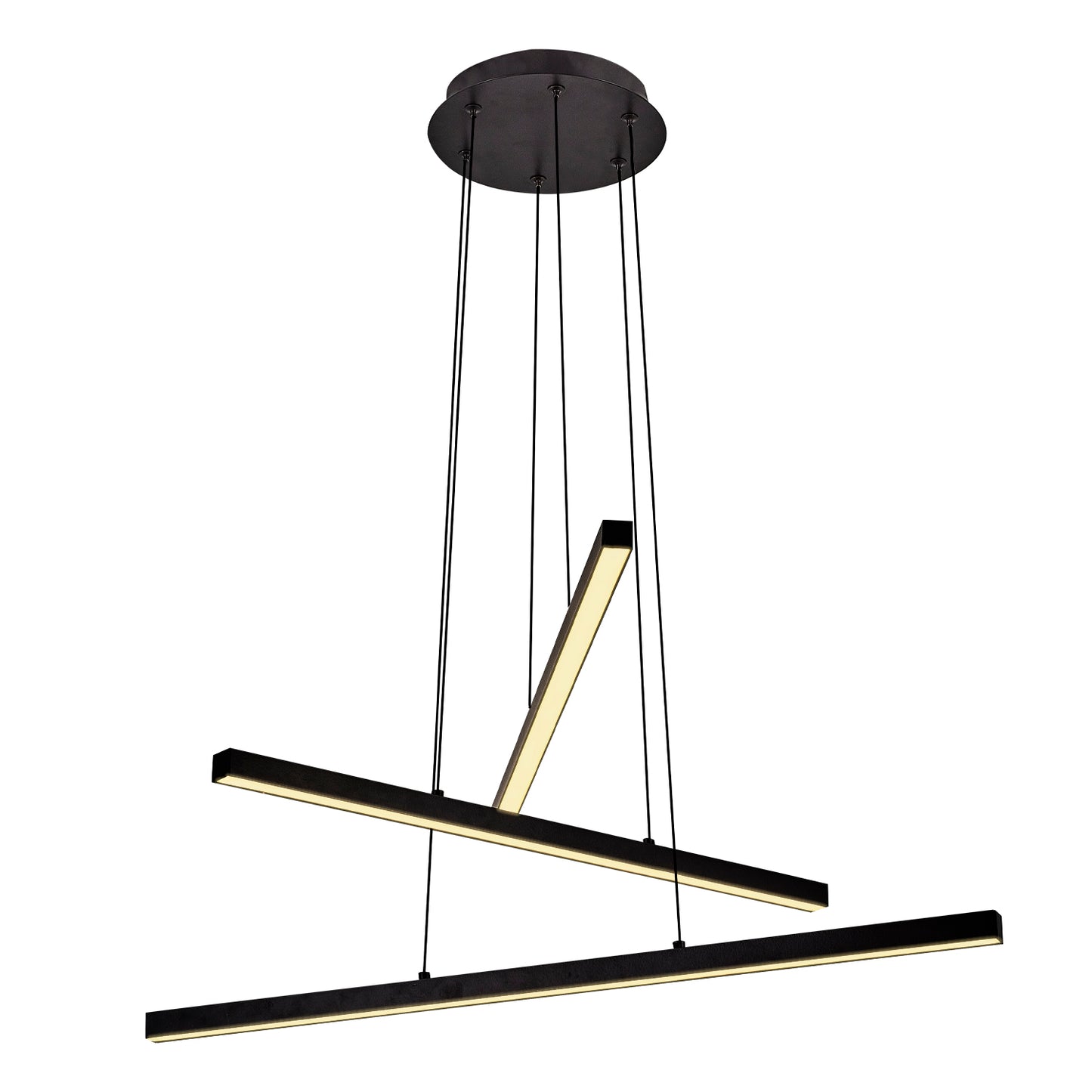 Φωτιστικό Κρεμαστό MOSETEN Τρίφωτο Μαύρο Μέταλλο/Αλουμίνιο 66x120cm - Hippiehome.gr