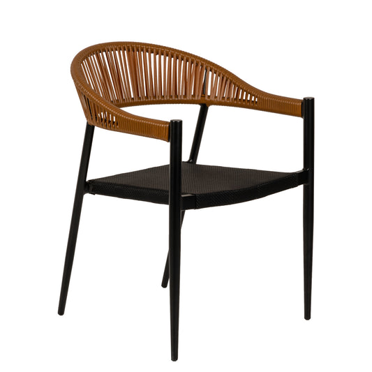 Πολυθρόνα Κήπου LIVINGSTONE Μαύρο/Καφέ Αλουμίνιο/Rattan 56x55x76cm - Hippiehome.gr