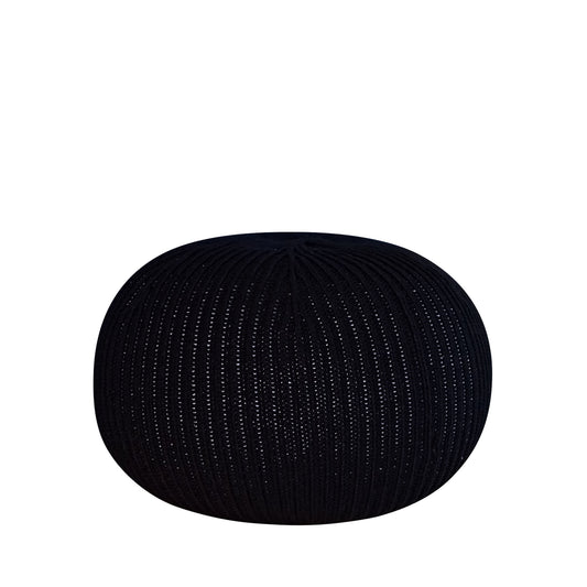 Πουφ Σκαμπό GULRU Αποσπώμενο Κάλυμμα Μαύρο Πλεκτό 50x50x35cm - Hippiehome.gr