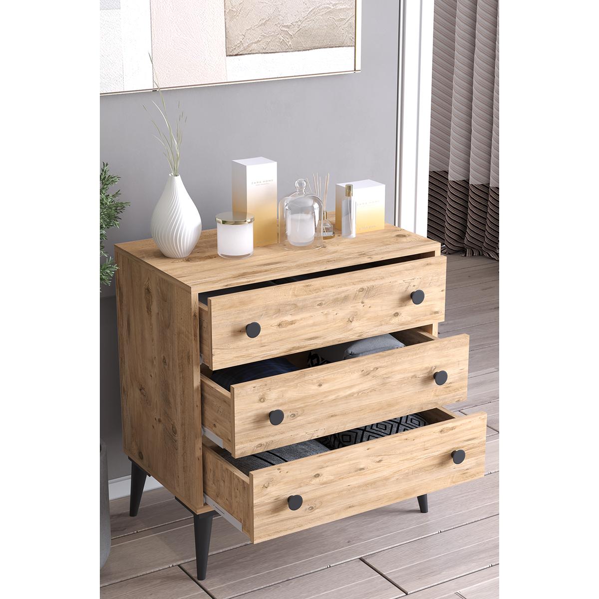 Συρταριέρα AMARI Δρυς Μοριοσανίδα 72x43x79cm - Hippiehome.gr