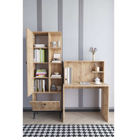 Γραφείο Με Ράφια DIALLO Δρυς Μοριοσανίδα 150x50x123cm - Hippiehome.gr