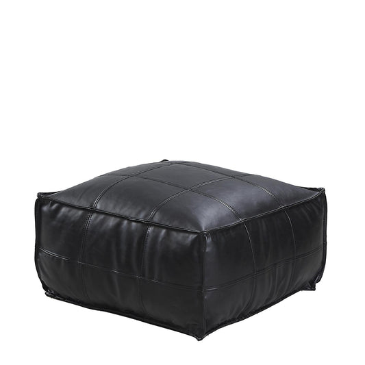 Πουφ OMARI Μαύρο Δέρμα 85x85x39cm - Hippiehome.gr