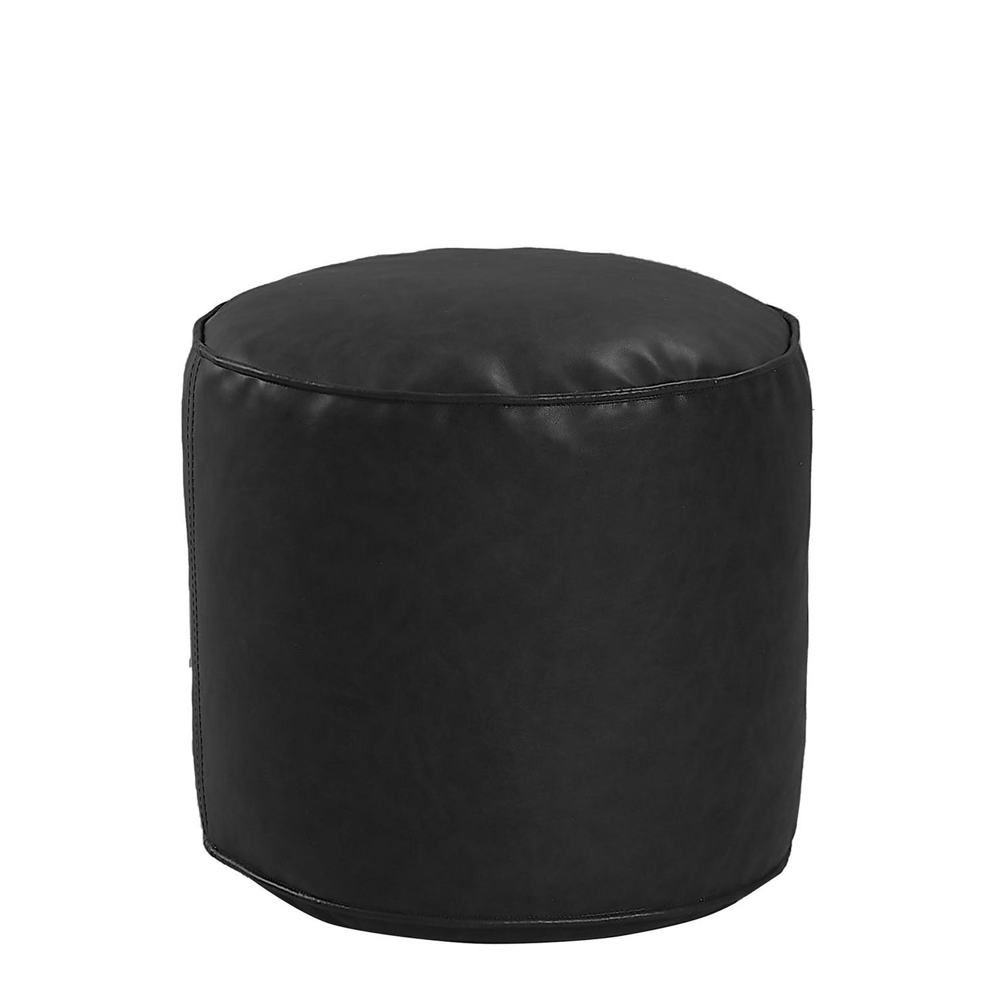 Πουφ HABIBAH Μαύρο Δέρμα Φ45x35cm - Hippiehome.gr