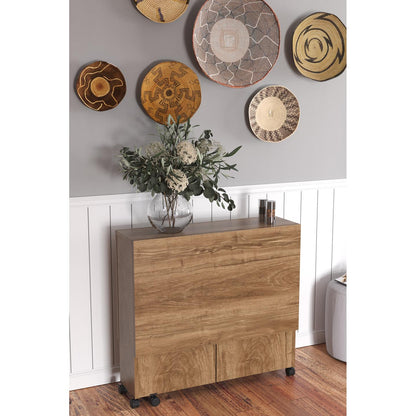 Τραπεζάκι Πτυσσόμενο Με Ροδάκια STANLEY Καρυδί Μοριοσανίδα 120x80x73cm - Hippiehome.gr