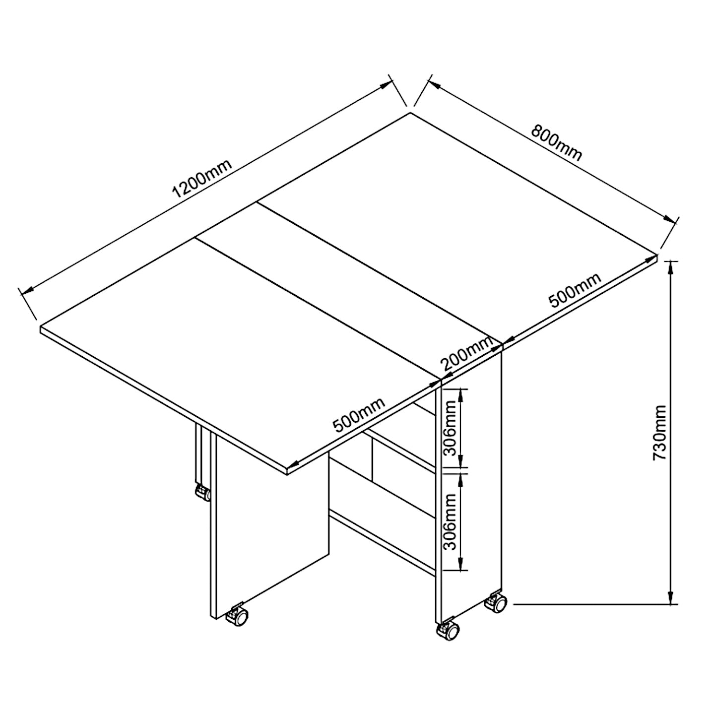 Τραπεζάκι Πτυσσόμενο Με Ροδάκια STANLEY Καρυδί Μοριοσανίδα 120x80x73cm - Hippiehome.gr
