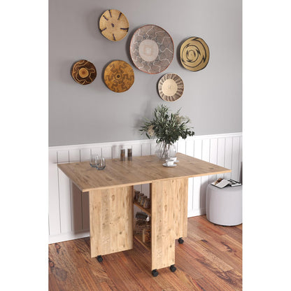 Τραπεζάκι Πτυσσόμενο Με Ροδάκια STANLEY Δρυς Μοριοσανίδα 120x80x73cm - Hippiehome.gr