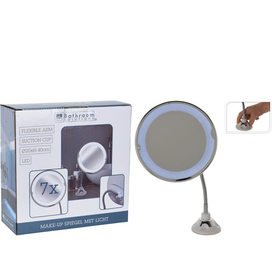 Καθρέπτης Μπάνιου Επιτραπέζιος Με Βραχίονα Και Φωτισμό LED Μπαταρίας Φ20x40cm - Hippie Home 