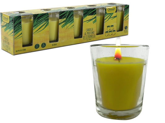Κερί 45g Άρωμα Lemongrass Σε Γυάλινο Ποτήρι Φ5x6cm Σετ 5Τμχ - Hippie Home 