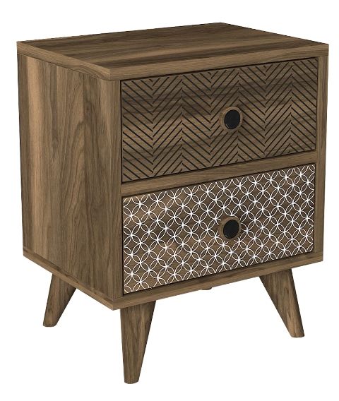 Κομοδίνο KALYMNOS Καρυδί Με Σχέδιο 40x30x48cm - Hippiehome.gr