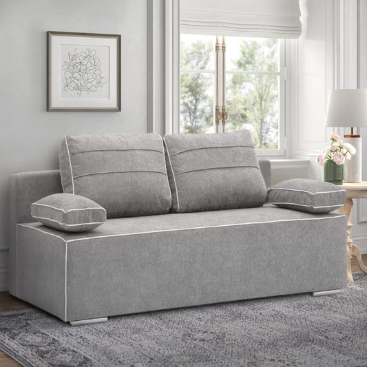 Καναπές - κρεβάτι Mateo Megapap τριθέσιος με αποθηκευτικό χώρο σε χρώμα ανοιχτό γκρι 200x99x88εκ. - Hippiehome.gr