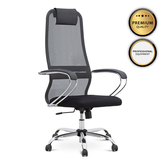 Καρέκλα γραφείου Lord Megapap με ύφασμα Mesh χρώμα γκρι - μαύρο 66,5x70x123/133εκ. - Hippiehome.gr