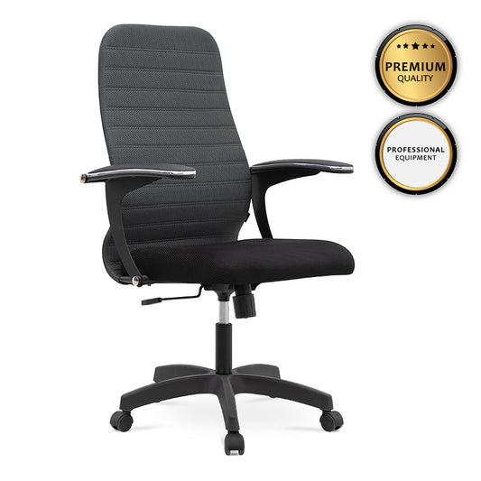 Καρέκλα γραφείου Melani Megapap με διπλό ύφασμα Mesh χρώμα γκρι - μαύρο 66,5x70x102/112εκ. - Hippie Home 