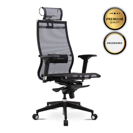 Καρέκλα γραφείου εργονομική Samurai-7 Megapap με ύφασμα Mesh σε μαύρο 70x70x124/134εκ. - Hippiehome.gr