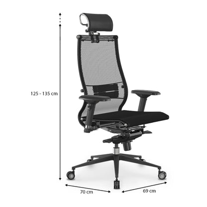 Samurai L2-9D Megapap ergonomic office chair with TS Mesh fabric color black 69x70x125/135cm.