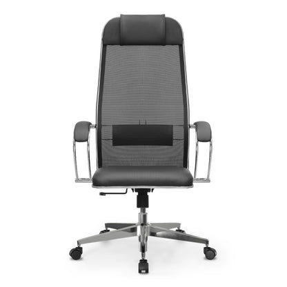 Office chair Sit-1031672 Megapap ergonomic with double Mesh fabric and synthetic leather color black 66x70x118/131cm.