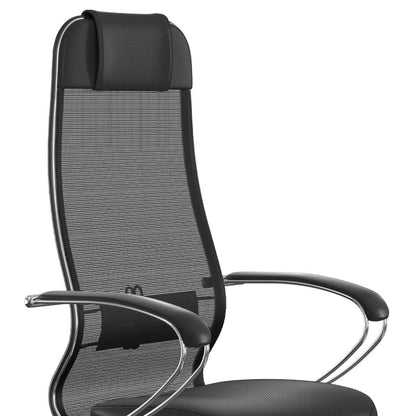 Office chair Sit-1031672 Megapap ergonomic with double Mesh fabric and synthetic leather color black 66x70x118/131cm.