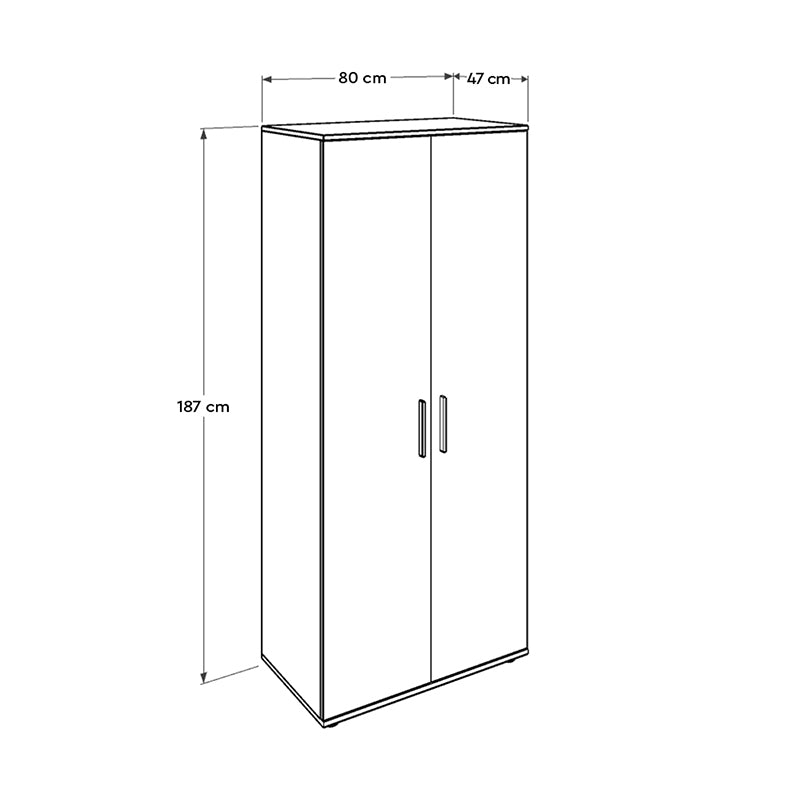 Ντουλάπα ρούχων Trendline Megapap δίφυλλη σε χρώμα sonoma 80x47x187εκ. - Hippie Home 