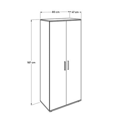 Ντουλάπα ρούχων Trendline Megapap δίφυλλη σε χρώμα sonoma 80x47x187εκ. - Hippie Home 