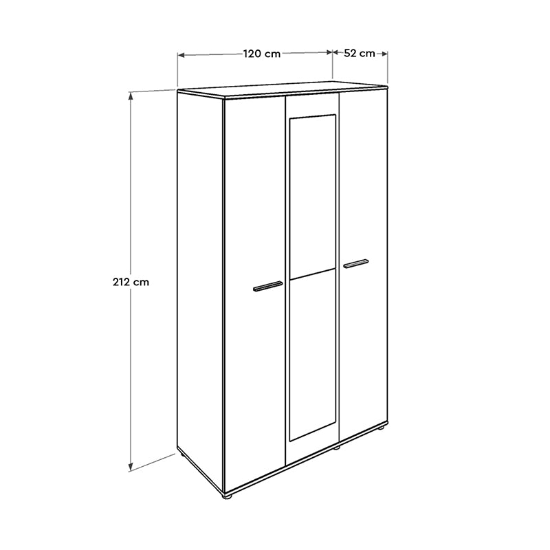 Ντουλάπα ρούχων Trendline Megapap τρίφυλλη σε χρώμα sonoma 120x52x212εκ. - Hippie Home 