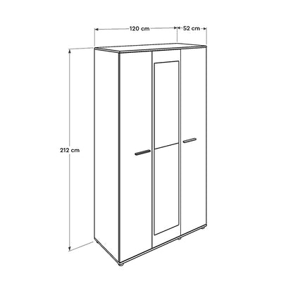 Ντουλάπα ρούχων Trendline Megapap τρίφυλλη σε χρώμα sonoma 120x52x212εκ. - Hippie Home 