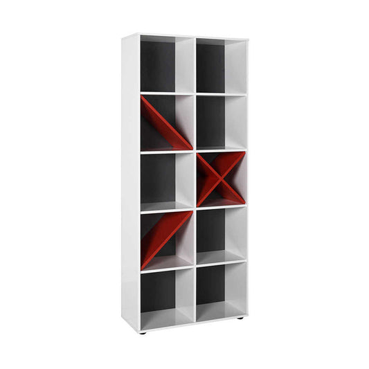 Βιβλιοθήκη Gaming Megapap σε χρώμα λευκό - ανθρακί - κόκκινο 75x30x188εκ. - Hippiehome.gr