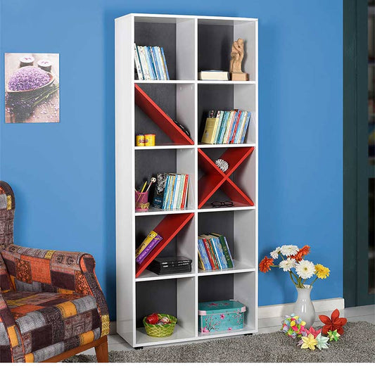 Βιβλιοθήκη Gaming Megapap σε χρώμα λευκό - ανθρακί - κόκκινο 75x30x188εκ. - Hippiehome.gr