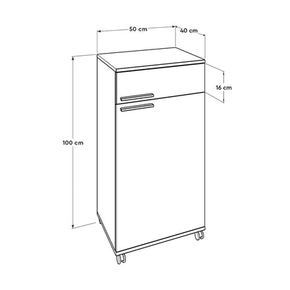 Ντουλάπι Diamond Megapap τροχήλατο σε χρώμα λευκό 50x40x100εκ. - Hippie Home 