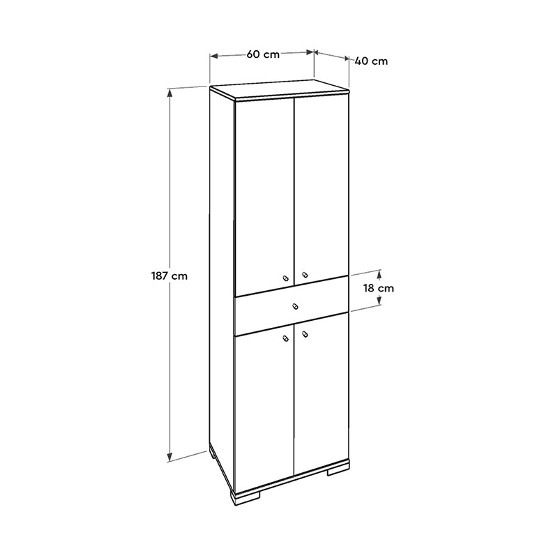 Ντουλάπα ρούχων Diamond Megapap δίφυλλη σε χρώμα λευκό 60x38x187εκ. - Hippie Home 