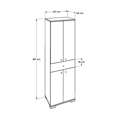 Ντουλάπα ρούχων Diamond Megapap δίφυλλη σε χρώμα λευκό 60x38x187εκ. - Hippie Home 