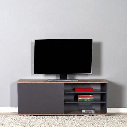 Έπιπλο TV Flat Line Plus Megapap σε ανθρακί - latte χρώμα 120x35x48εκ. - Hippie Home 