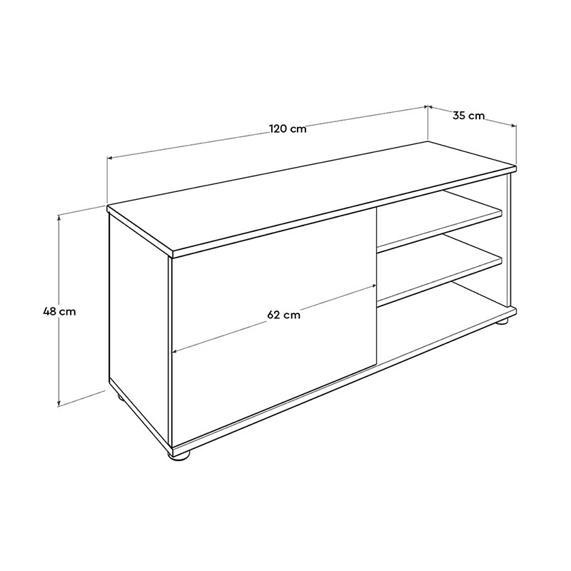 Έπιπλο TV Flat Line Plus Megapap σε ανθρακί - latte χρώμα 120x35x48εκ. - Hippie Home 