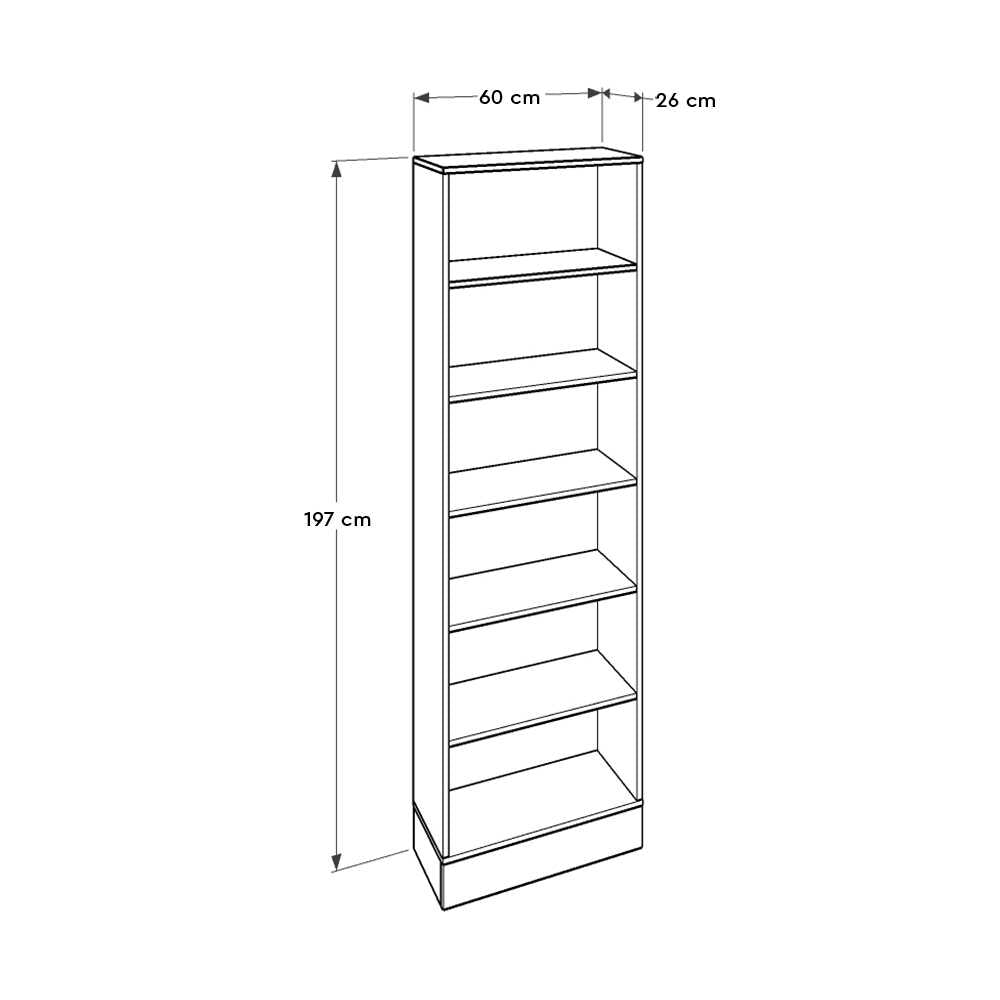 Βιβλιοθήκη Base Megapap χρώμα oak - λευκό 60x26x197εκ. - Hippie Home 