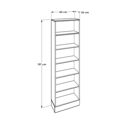 Βιβλιοθήκη Base Megapap χρώμα oak - λευκό 60x26x197εκ. - Hippie Home 