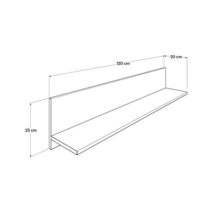 Ραφιέρα τοίχου μελαμίνης Flat Megapap σε χρώμα ανθρακί 120x20x25εκ. - Hippie Home 