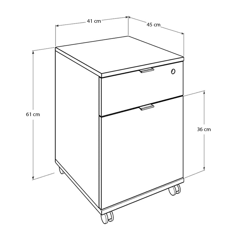 Office chest of drawers Rio Megapap on wheels in white color 41x45x61cm.