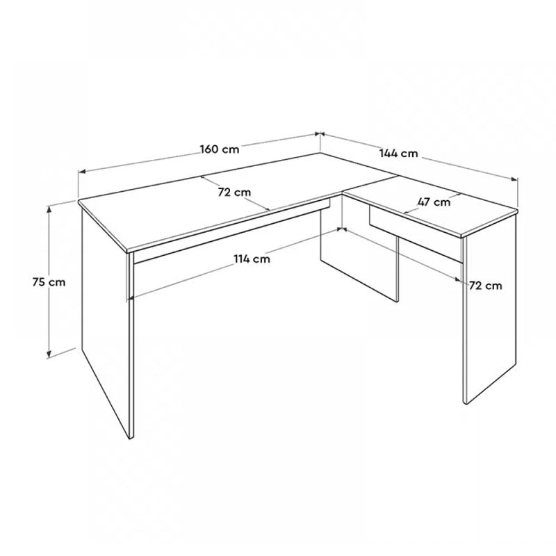 Executive desk Rio Megapap corner reversible charcoal color 160x144x75cm.